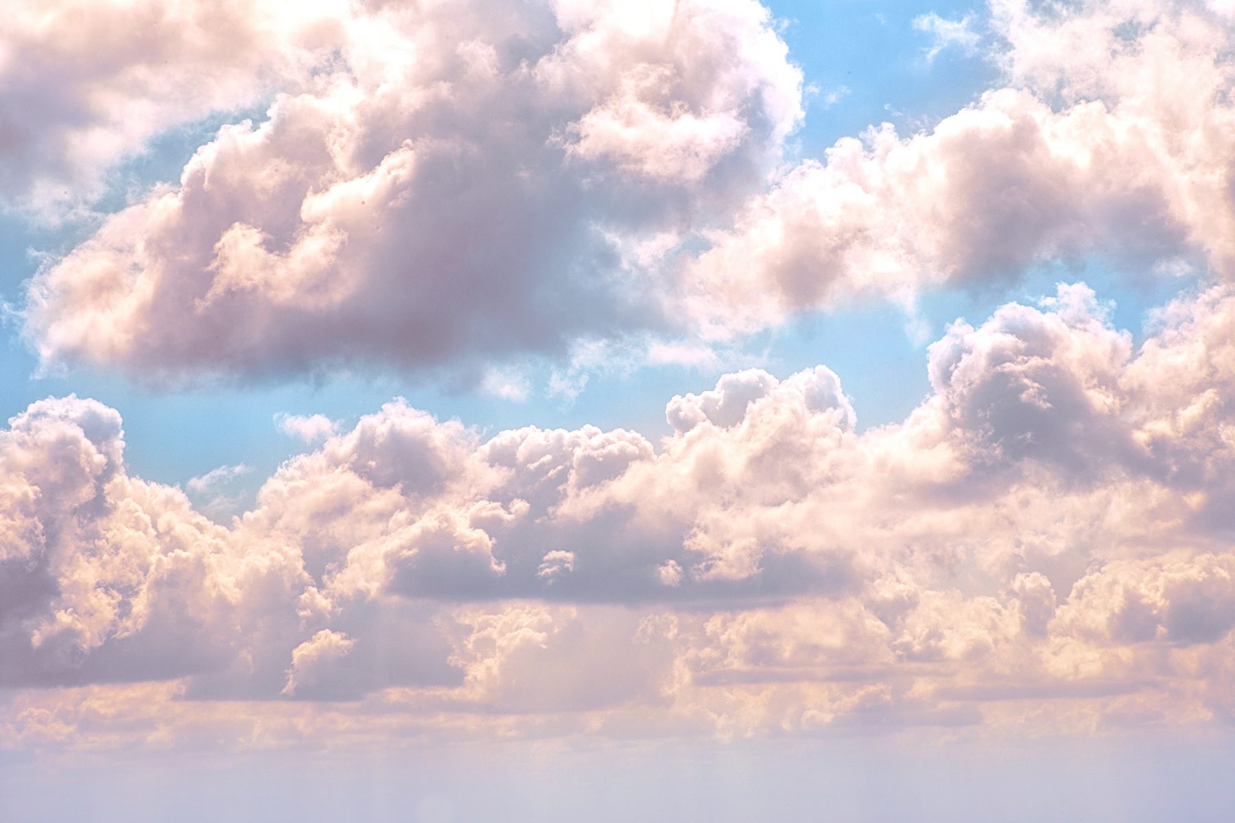 fluffy clouds, blue sky