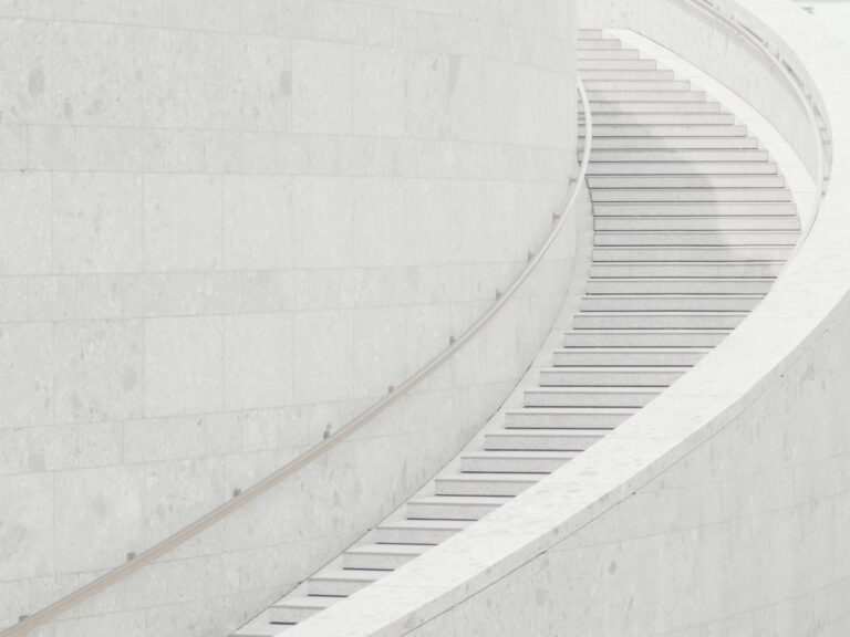 white curving staircase