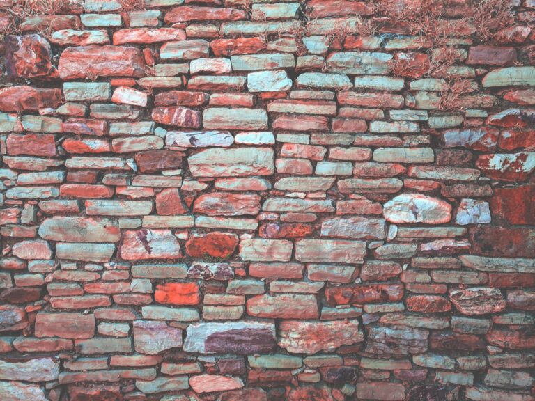 red and gray stone wall