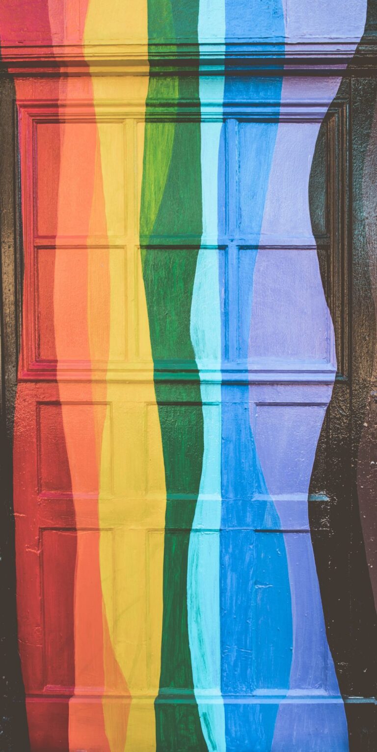 rainbow-painted garage door
