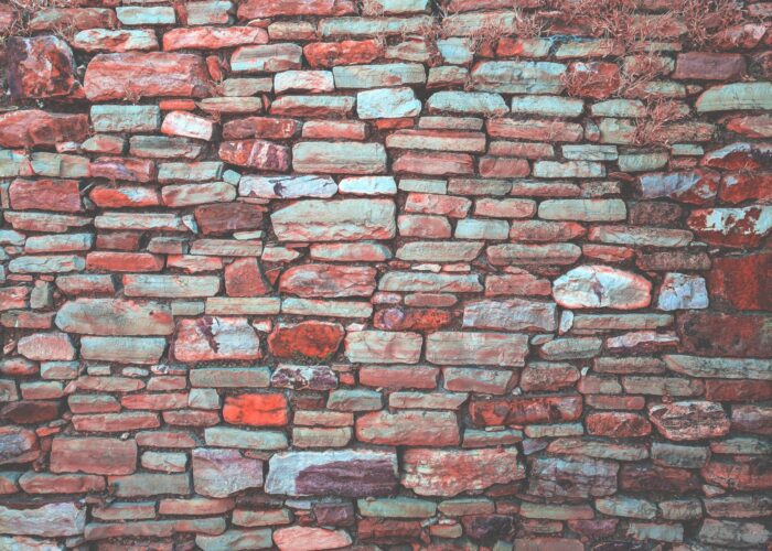 red and gray stone wall