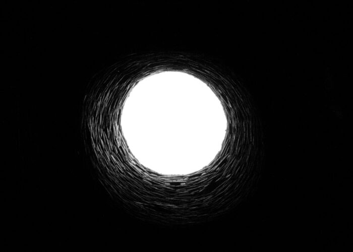looking up from bottom of a well